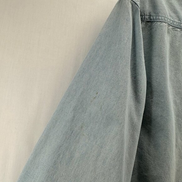 Warner Bros Studio Store Shirt Mens M Button Up Duffy Duck Denim Vtg Light Blue - Picture 10 of 14